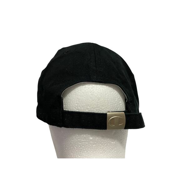 CHAMPION hat black adjustable cotton cap white raised logo Men's Women's - Picture 2 of 10